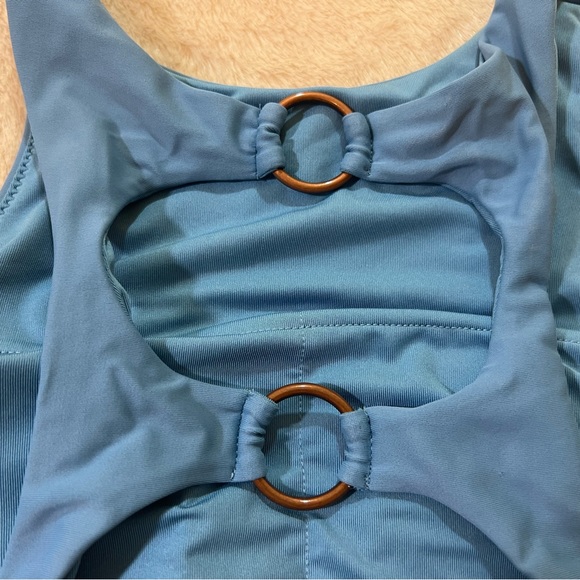 Aerie Swim Slate Blue High Neck Bikini Top L - Picture 3 of 4